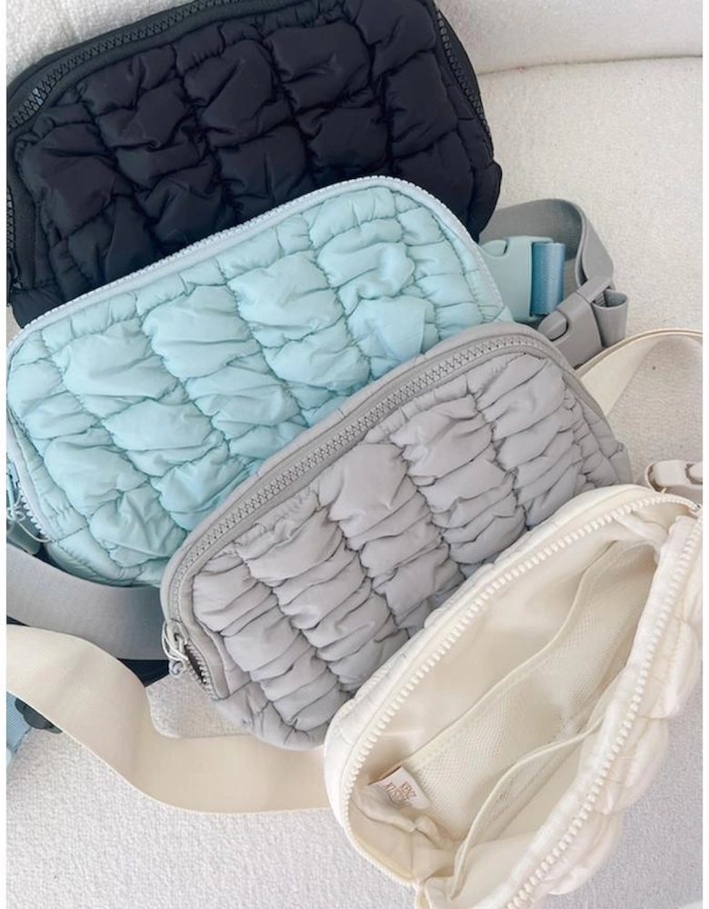 Black Quilted Puffer Belt Bag Fanny Pack