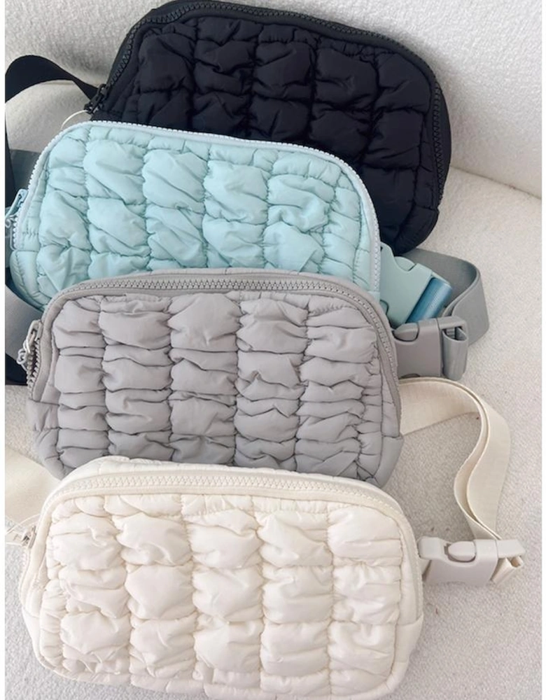 Black Quilted Puffer Belt Bag Fanny Pack