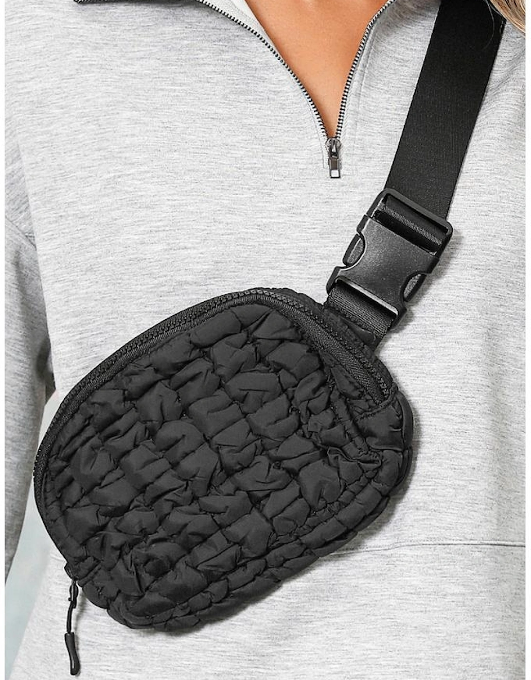 Black Quilted Puffer Belt Bag Fanny Pack