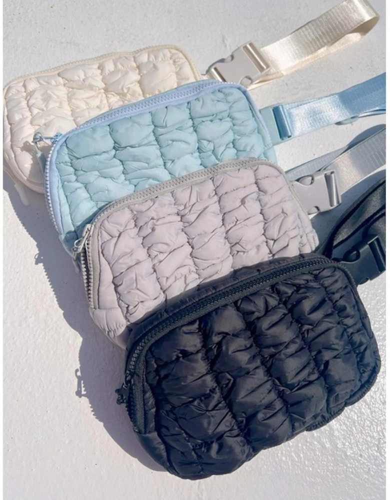 Black Quilted Puffer Belt Bag Fanny Pack