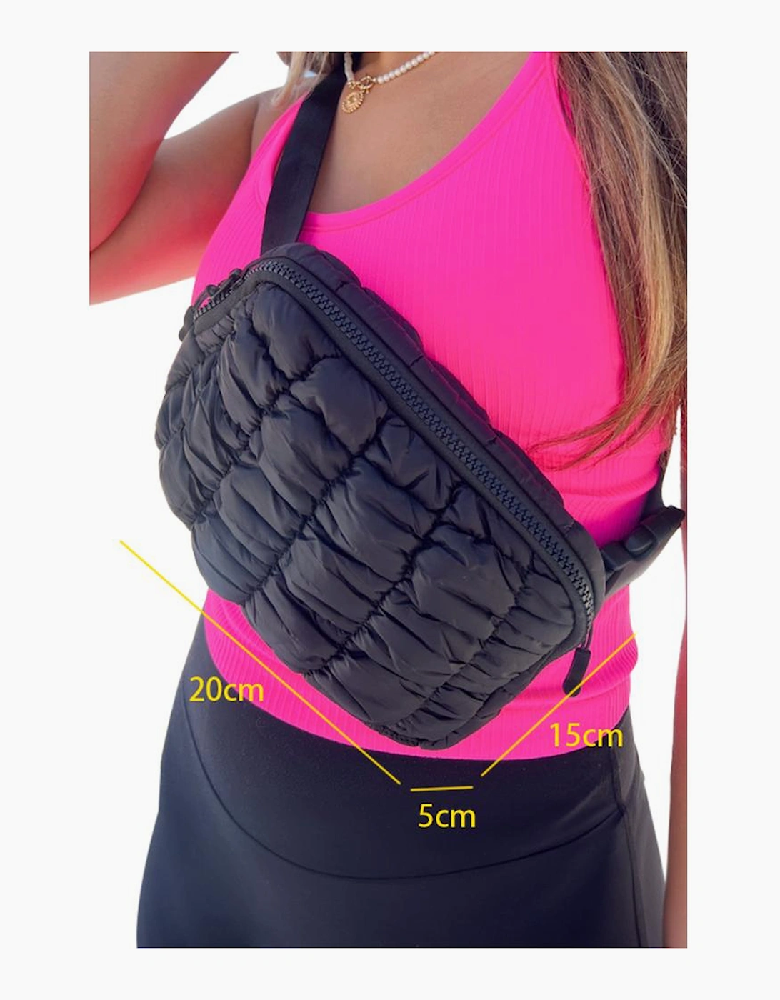 Black Quilted Puffer Belt Bag Fanny Pack