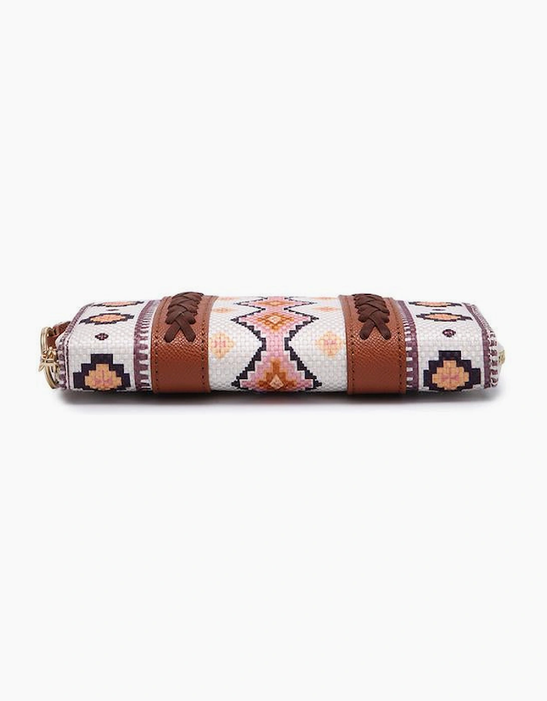 White Western Aztec Print PU Leather Wristlet Wallet
