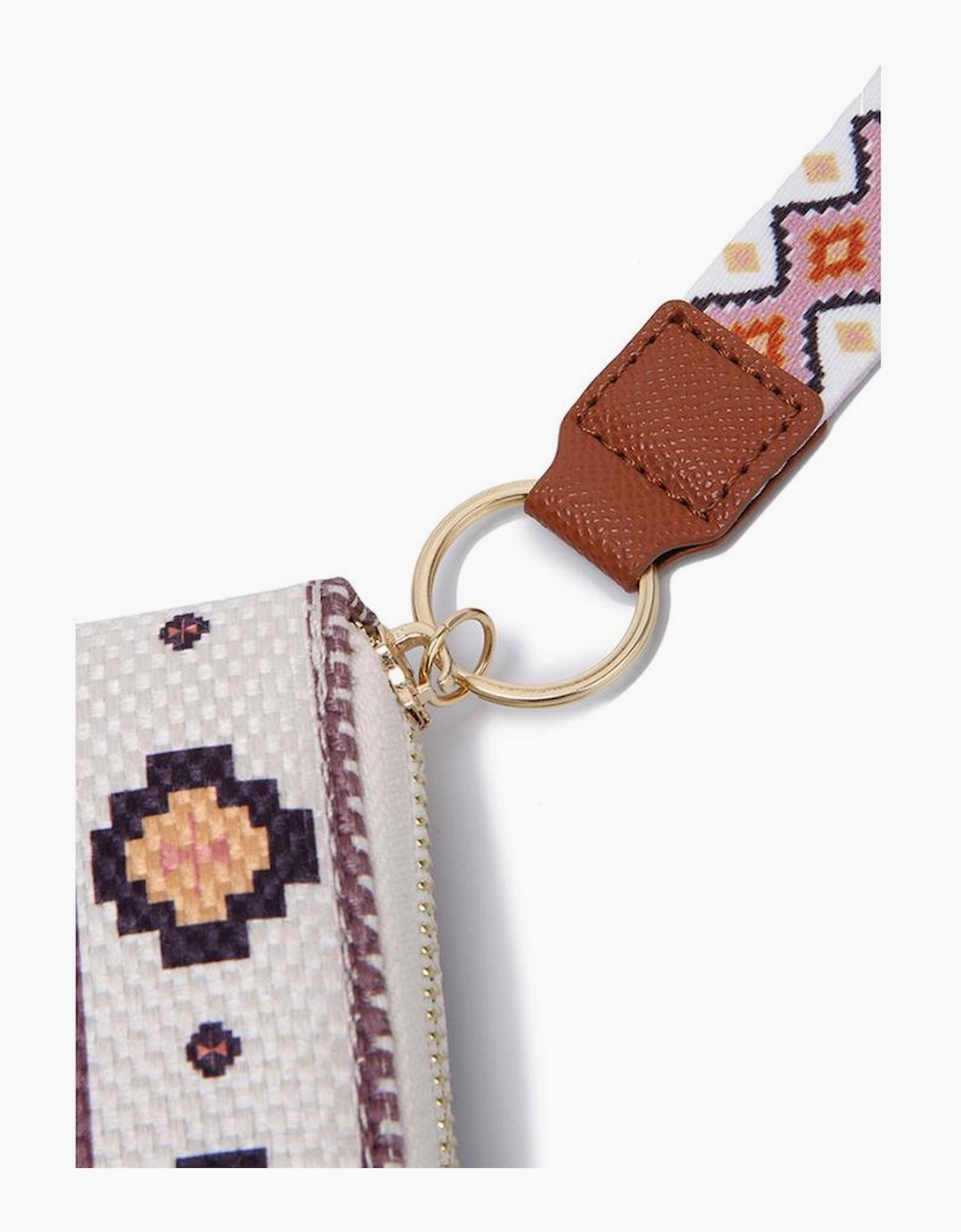 White Western Aztec Print PU Leather Wristlet Wallet