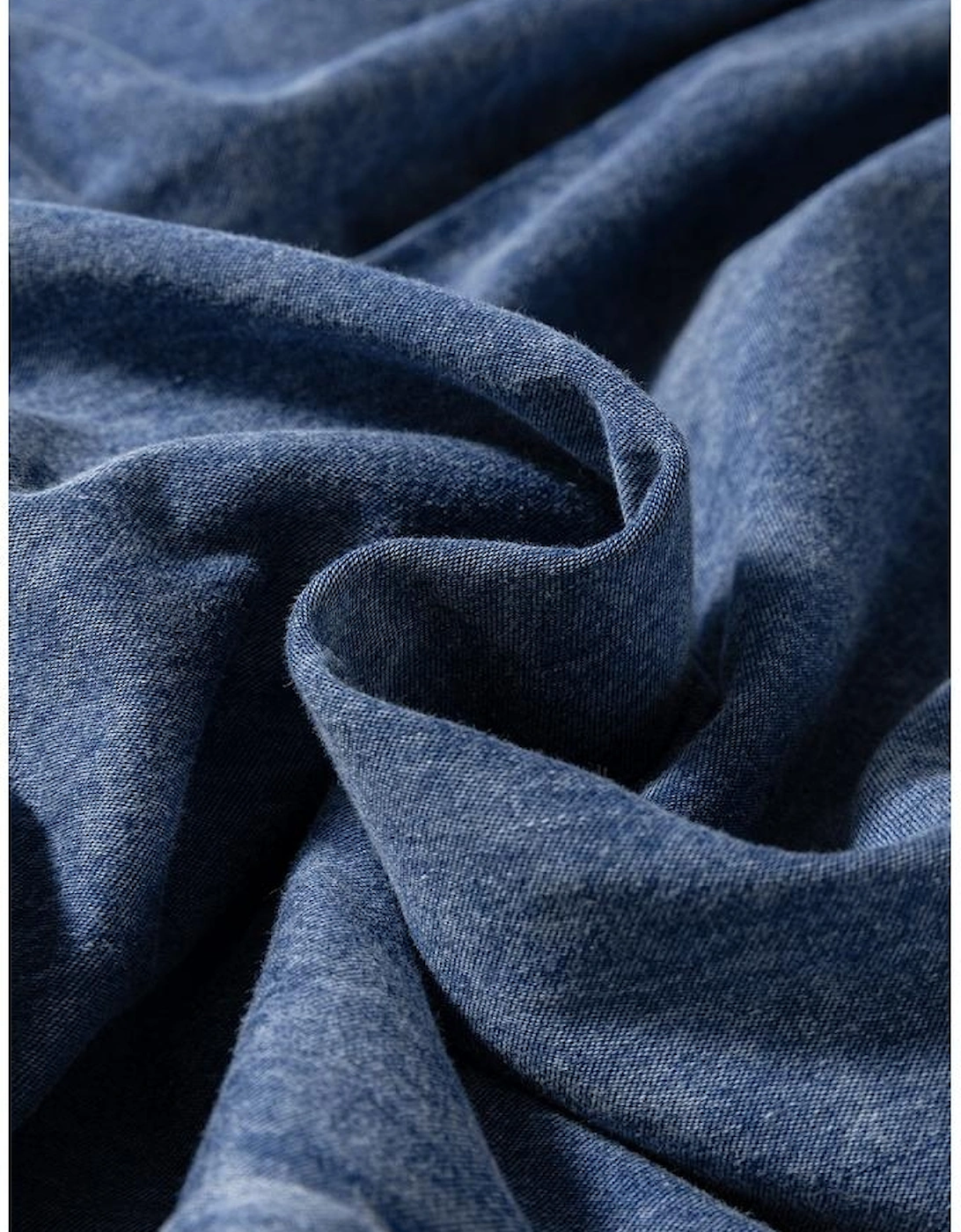 Dusk Blue Plus Size Drawstring High Waist Straight Leg Jeans