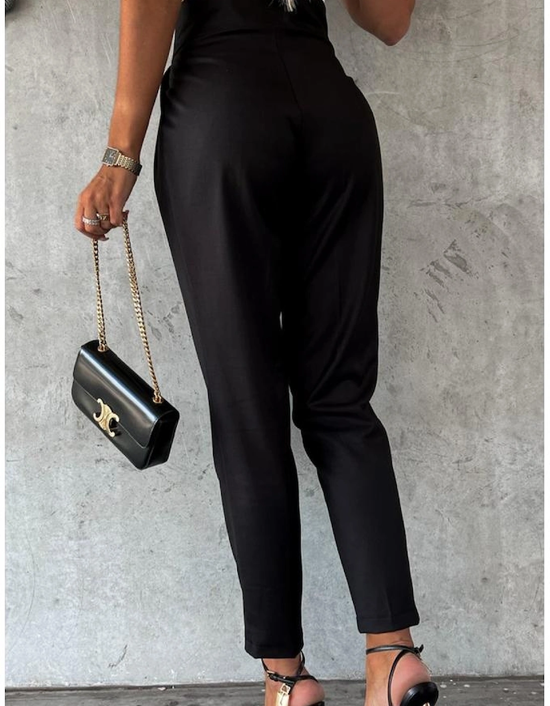 Azura Exchange Black Button High Waist Tapered Pants