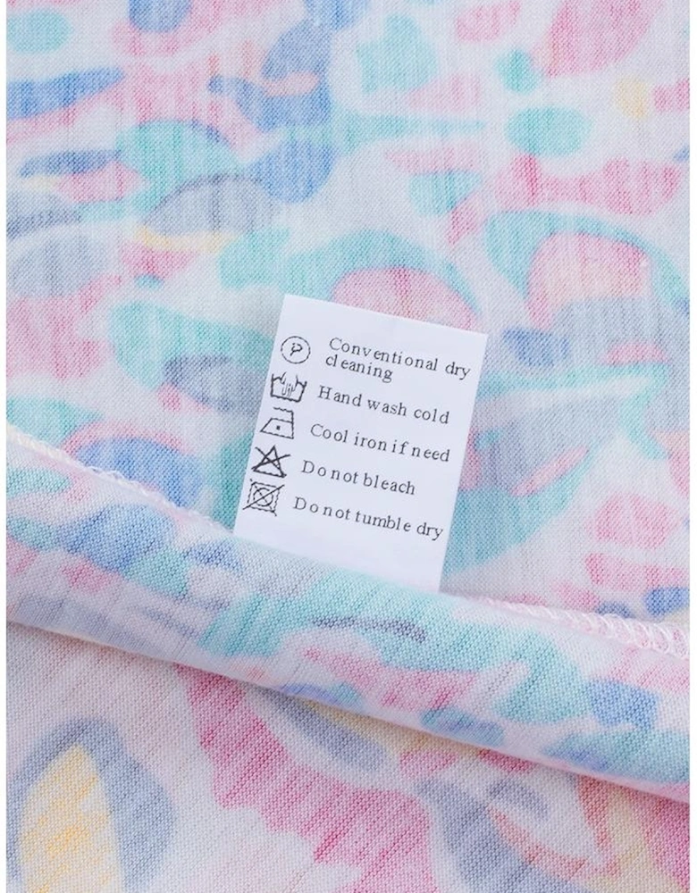 Rose Floral Print Tank Top with Ruffles