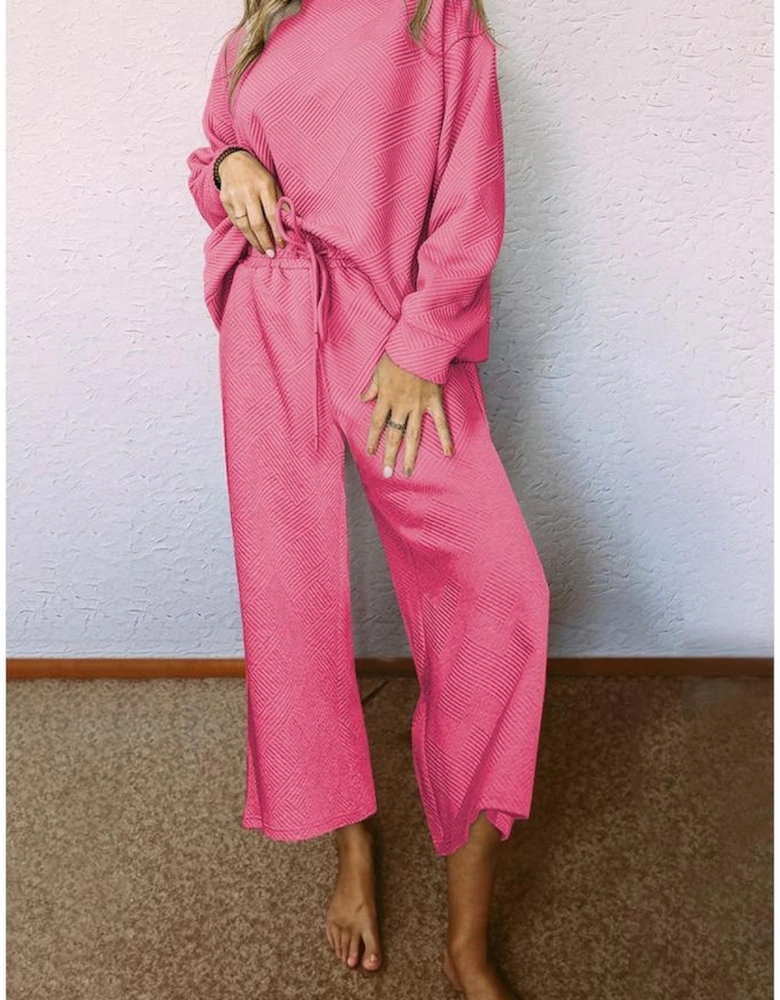 Strawberry Pink Ultra Loose Textured 2pcs Slouchy Outfit