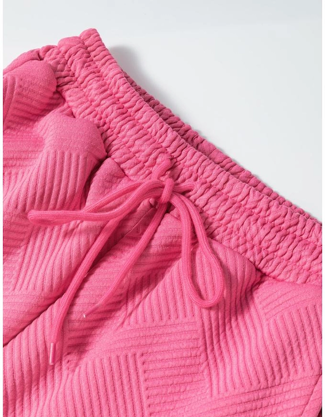 Strawberry Pink Ultra Loose Textured 2pcs Slouchy Outfit