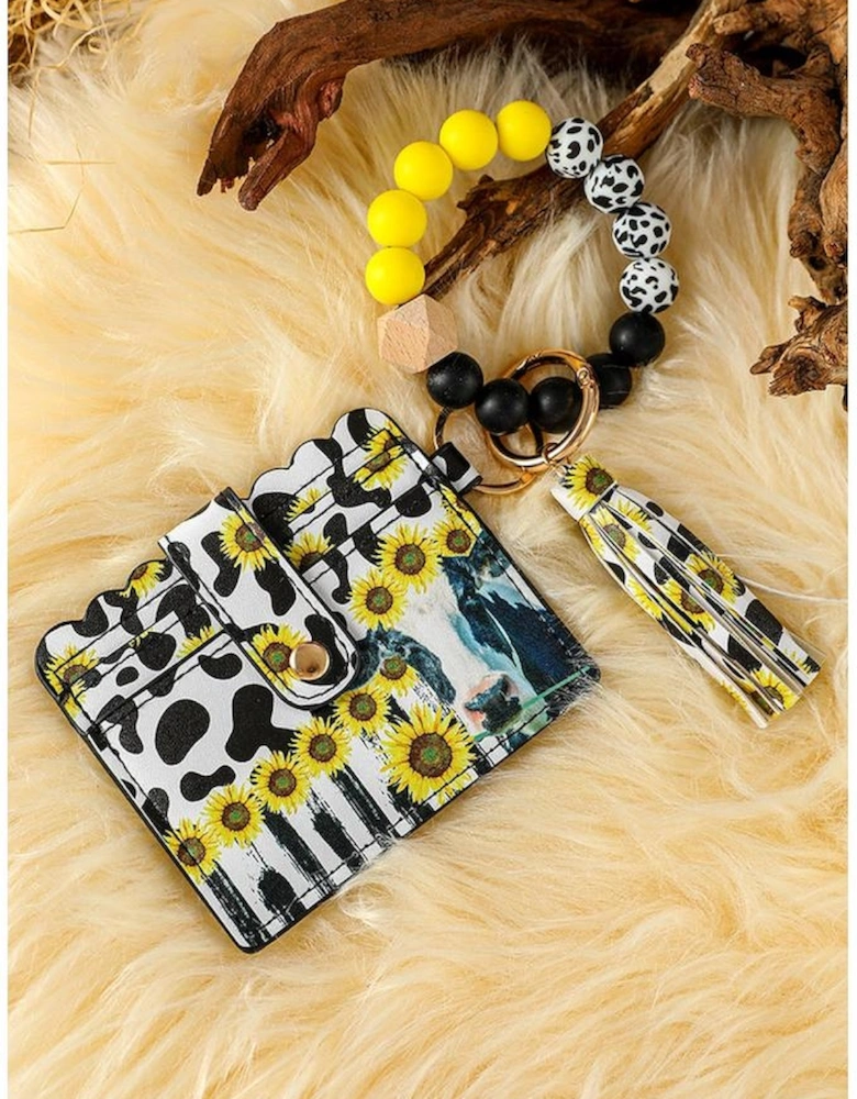 Azura Exchange Multicolor Sunflower Cow Print Silicone Bead Card Bag