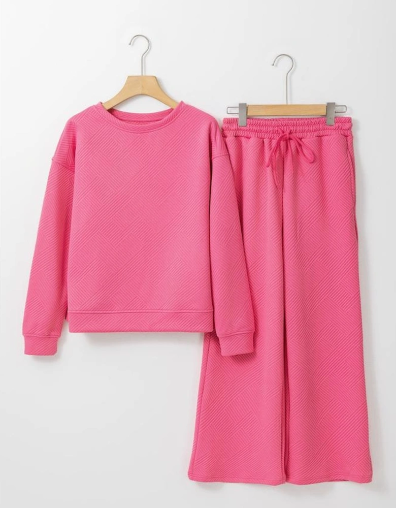 Strawberry Pink Ultra Loose Textured 2pcs Slouchy Outfit