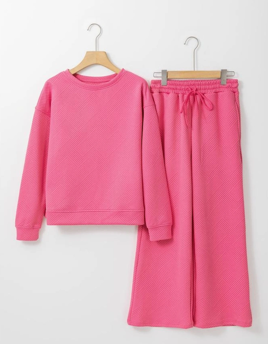 Strawberry Pink Ultra Loose Textured 2pcs Slouchy Outfit, 6 of 5