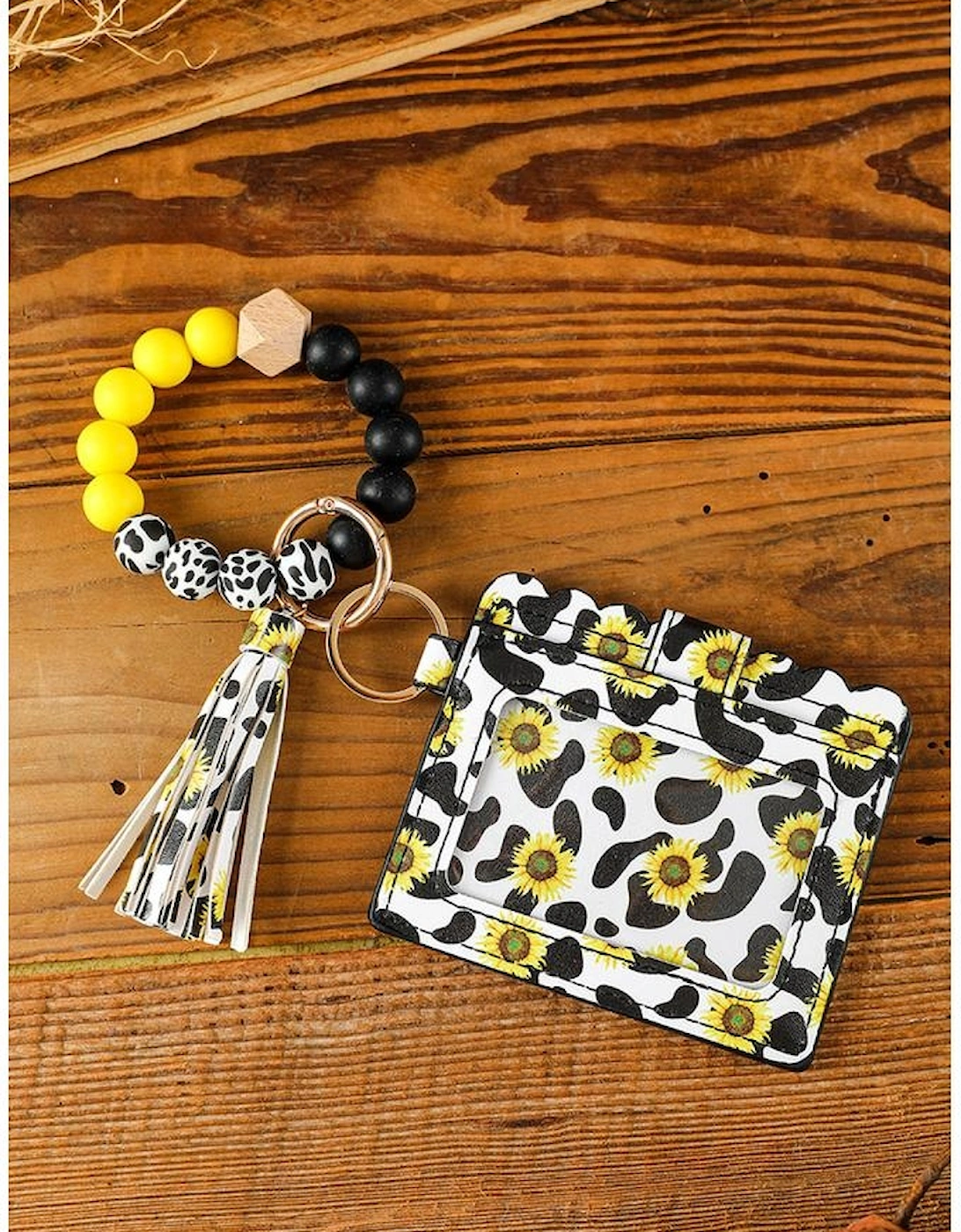 Azura Exchange Multicolor Sunflower Cow Print Silicone Bead Card Bag