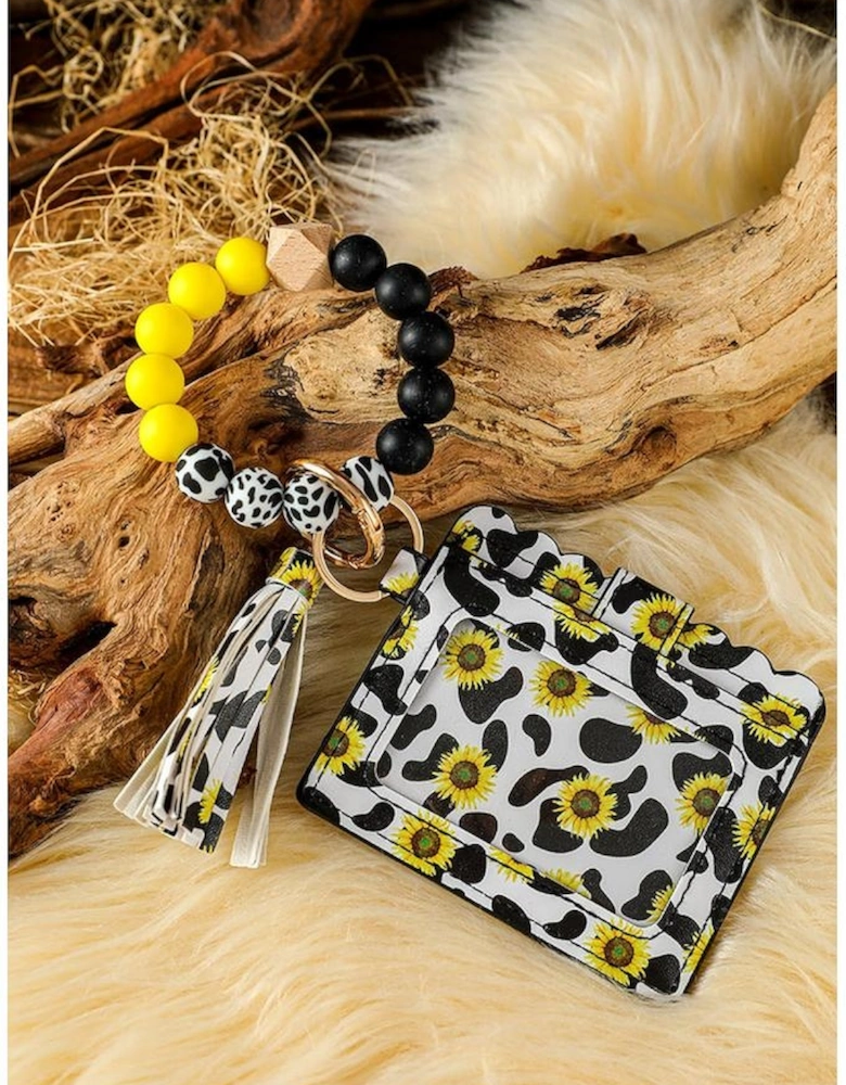 Azura Exchange Multicolor Sunflower Cow Print Silicone Bead Card Bag