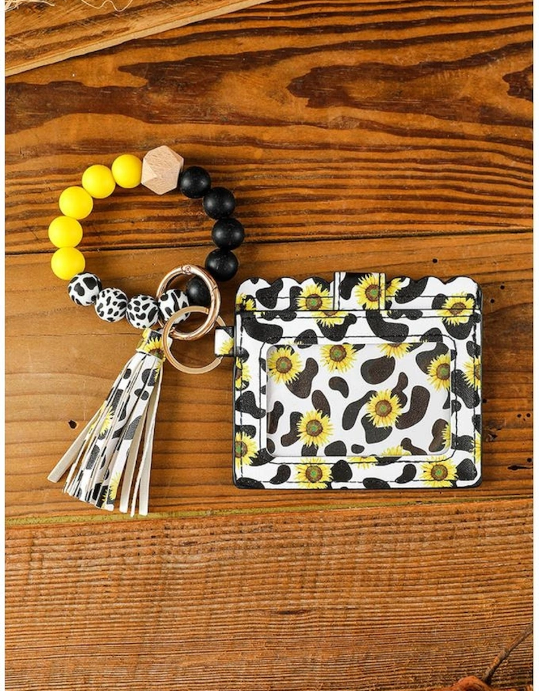 Azura Exchange Multicolor Sunflower Cow Print Silicone Bead Card Bag