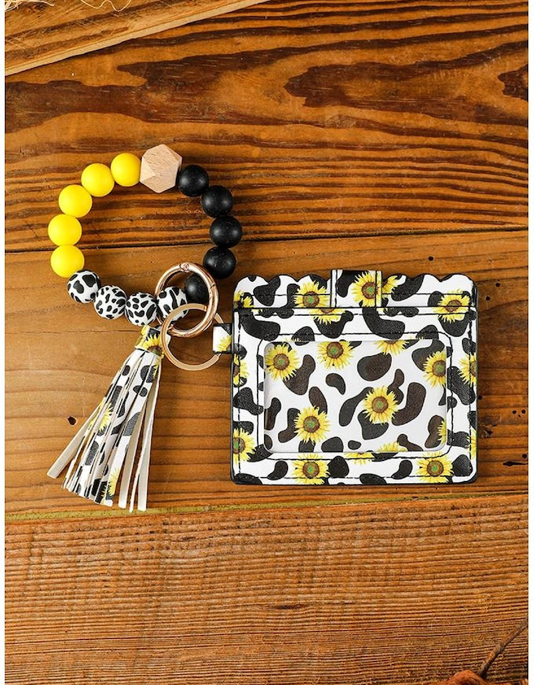 Azura Exchange Multicolor Sunflower Cow Print Silicone Bead Card Bag, 6 of 5