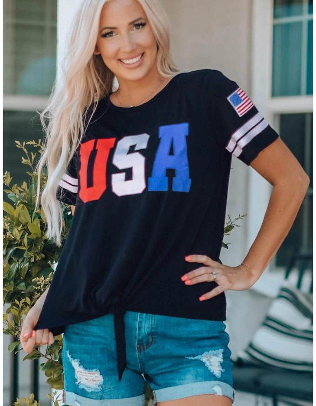 Azura Exchange USA Graphic Tie Front Tee, 16 of 15