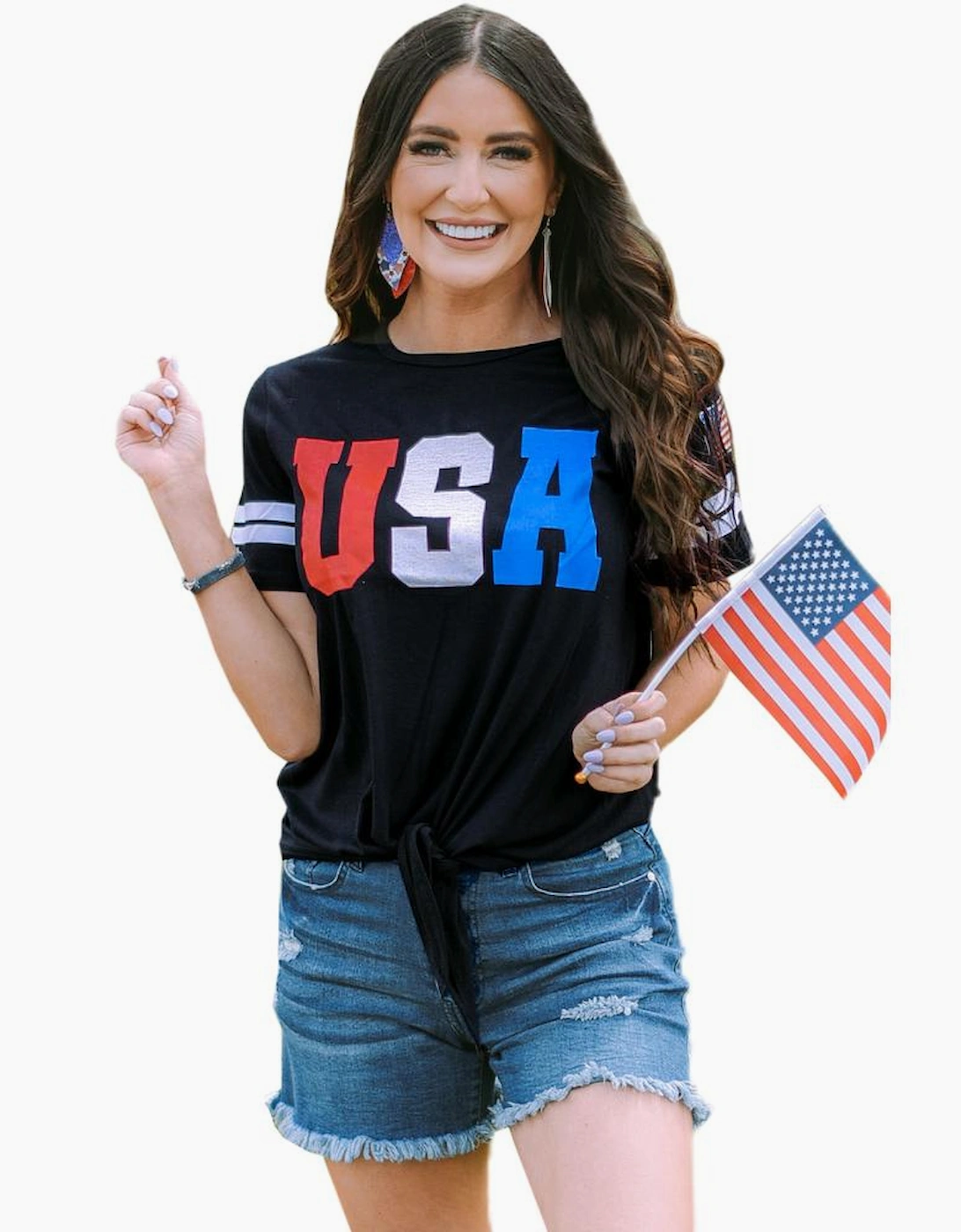 Azura Exchange USA Graphic Tie Front Tee