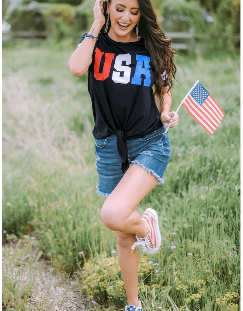 Azura Exchange USA Graphic Tie Front Tee