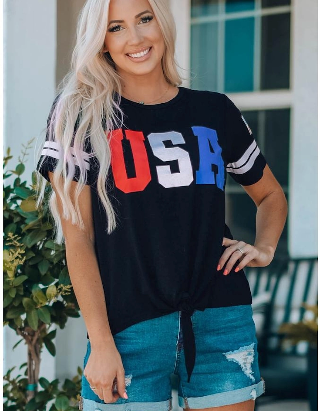 Azura Exchange USA Graphic Tie Front Tee