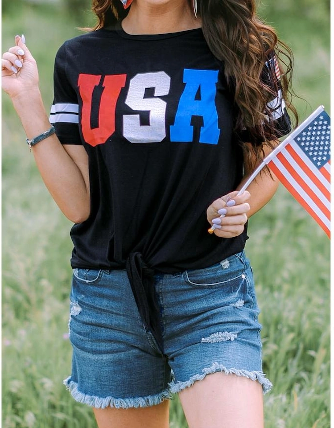Azura Exchange USA Graphic Tie Front Tee