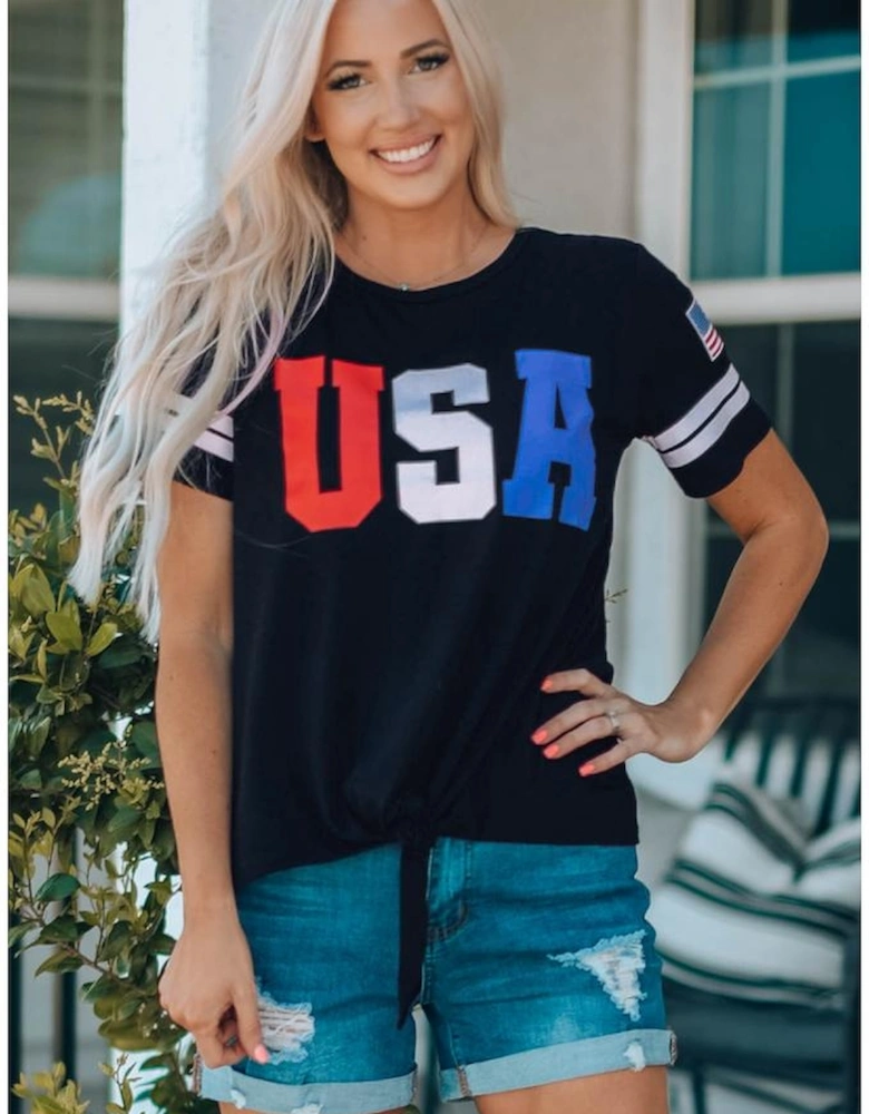 Azura Exchange USA Graphic Tie Front Tee