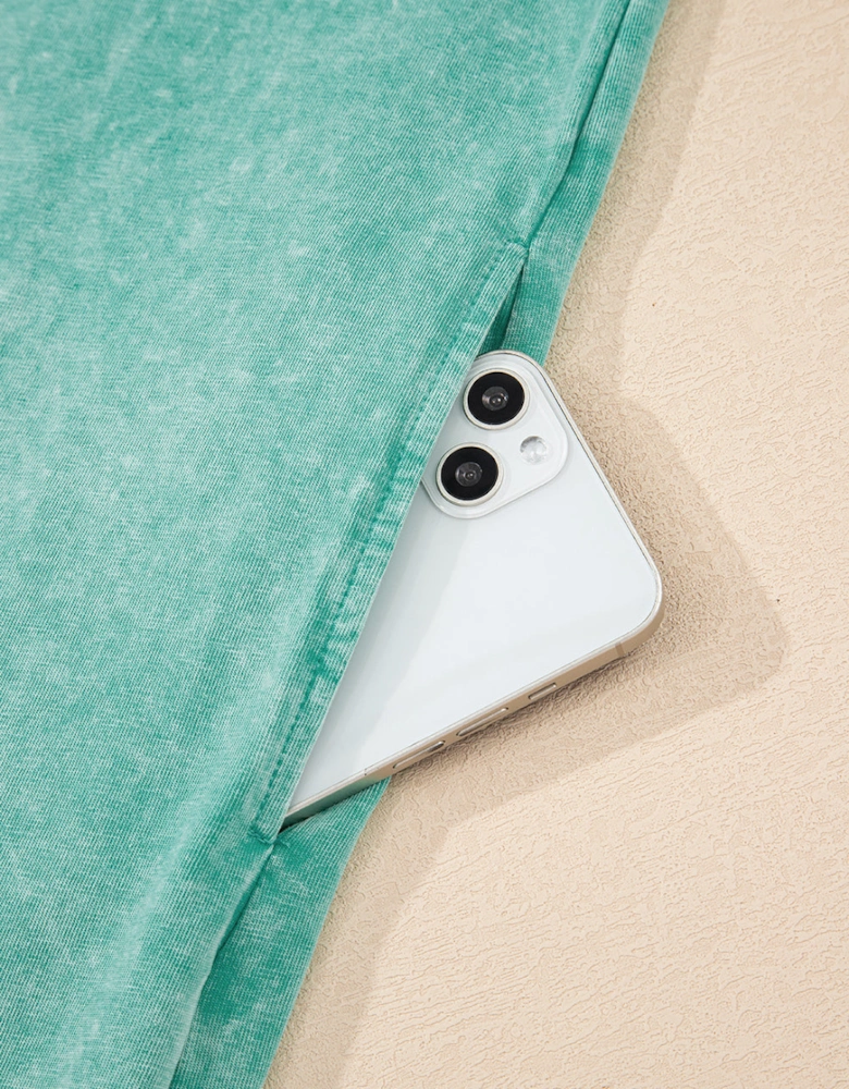 Sea Green Mineral Wash Tank Mini Dress with Pockets