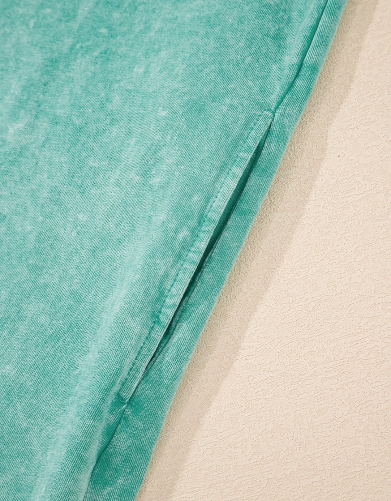 Sea Green Mineral Wash Tank Mini Dress with Pockets