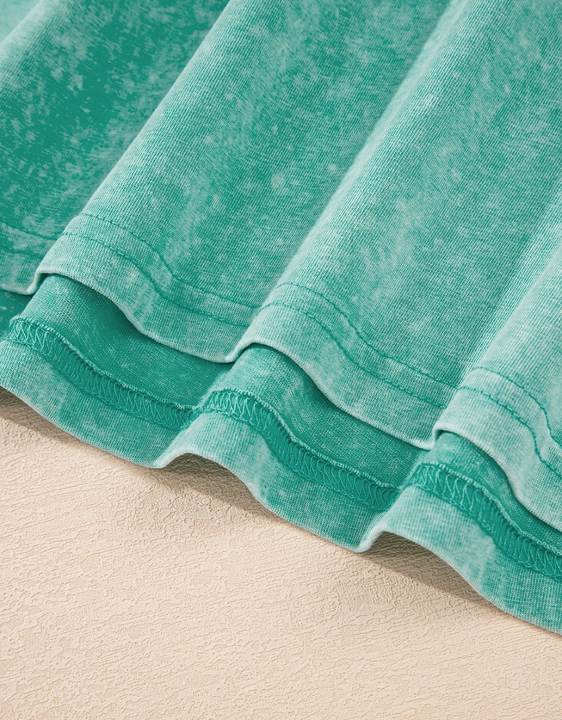 Sea Green Mineral Wash Tank Mini Dress with Pockets