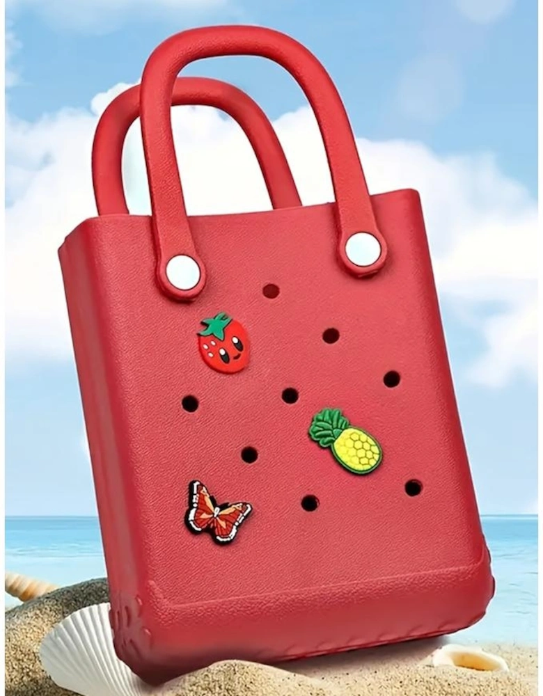 Fiery Red Waterproof EVA Random Decorations Hollow Tote Bag