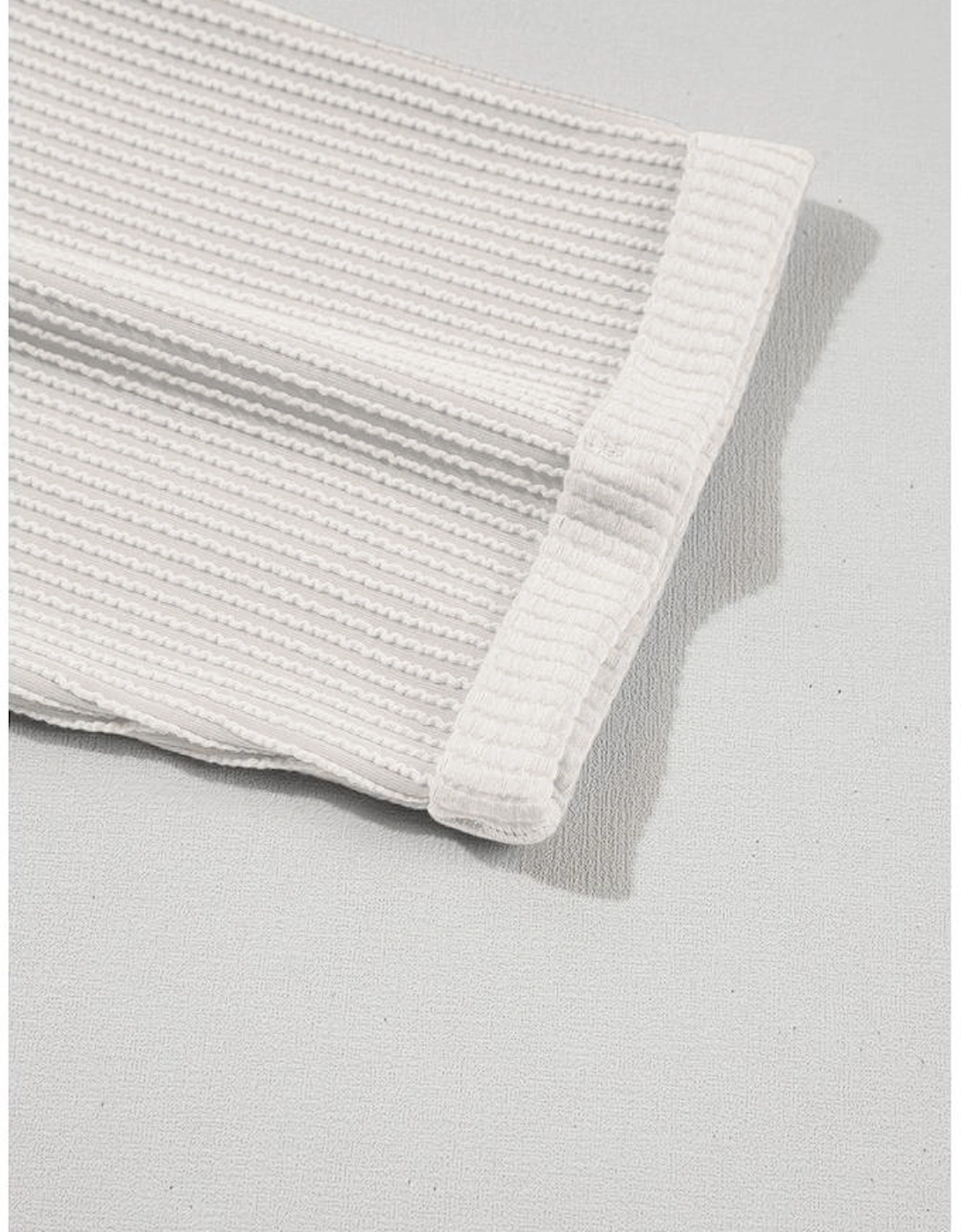 White Solid Color Corded Drop Shoulder 3/4 Sleeve V Neck Top