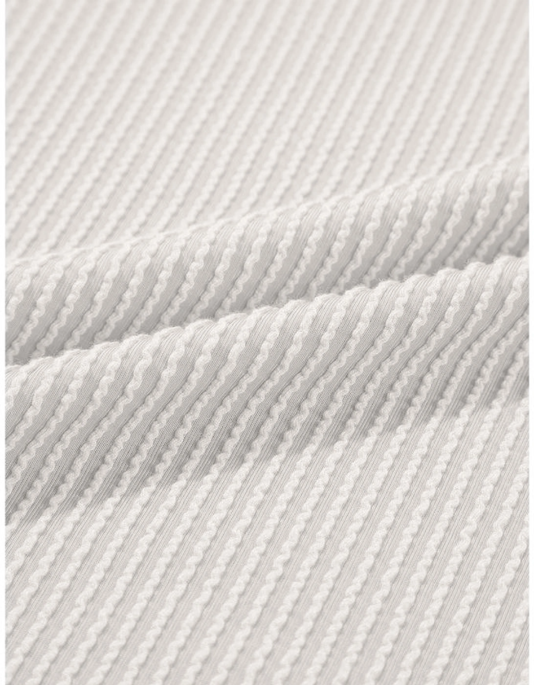 White Solid Color Corded Drop Shoulder 3/4 Sleeve V Neck Top