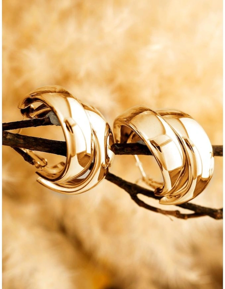 Gold Layered Hoop Studded Earrings