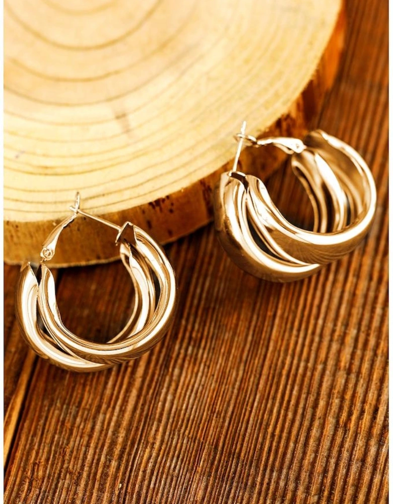 Gold Layered Hoop Studded Earrings