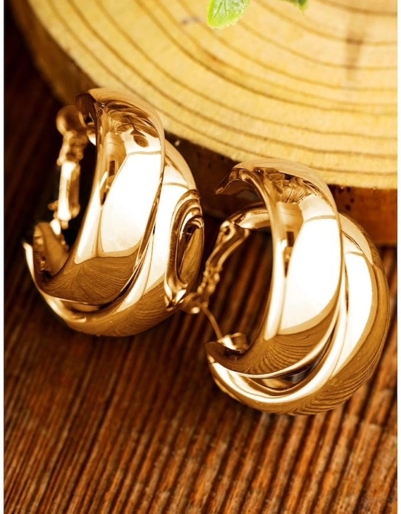 Gold Layered Hoop Studded Earrings