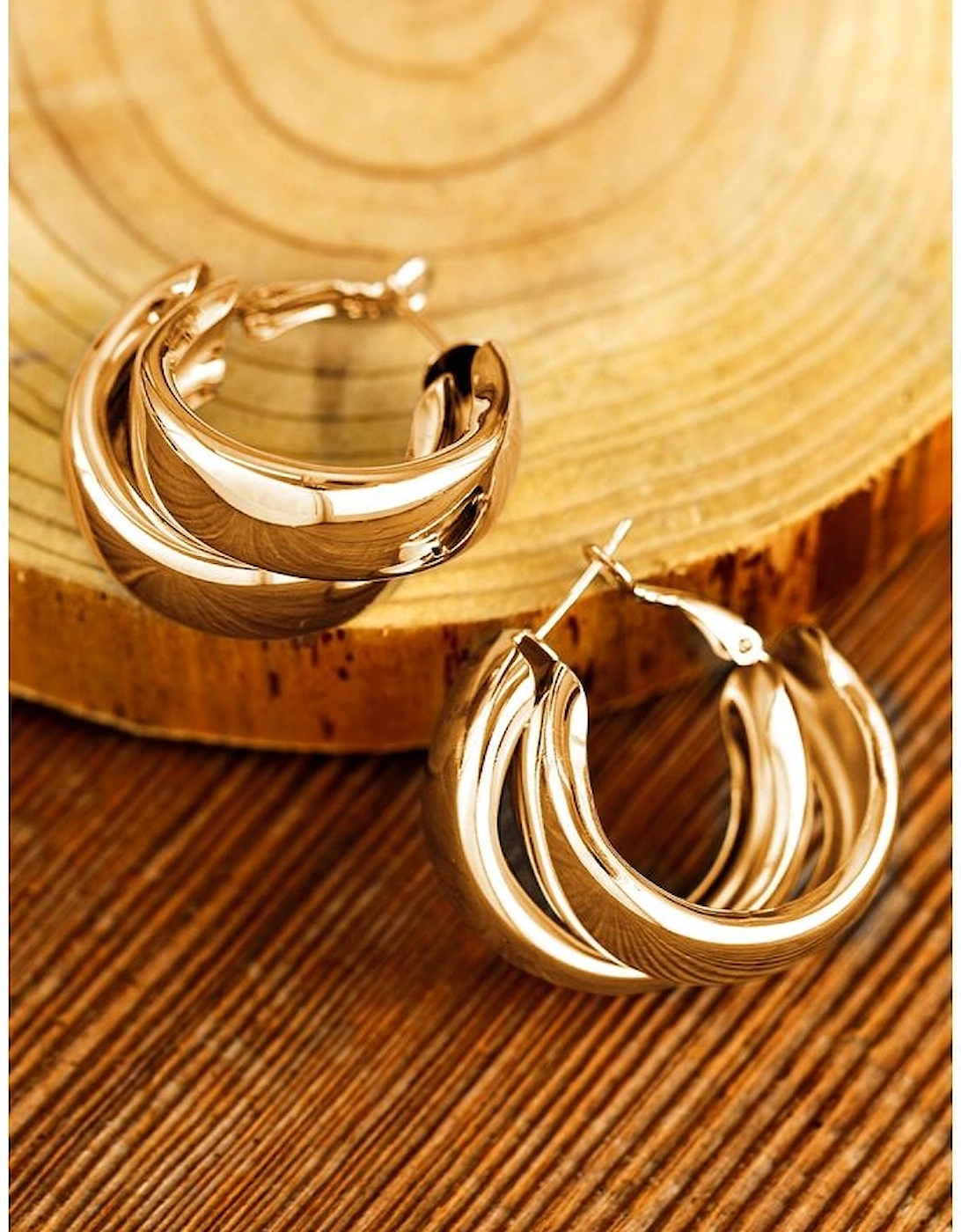 Gold Layered Hoop Studded Earrings
