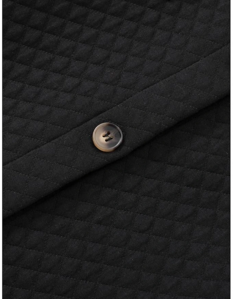 Black Retro Quilted Flap Pocket Button Shacket