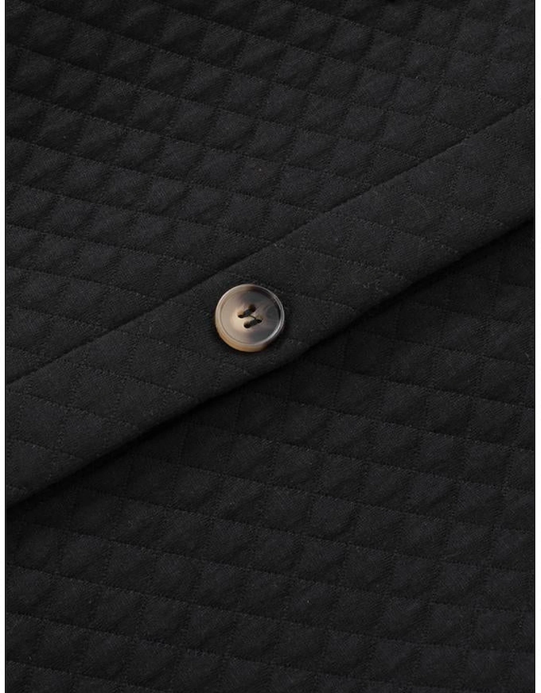 Black Retro Quilted Flap Pocket Button Shacket