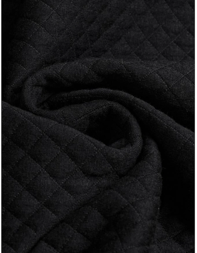 Black Retro Quilted Flap Pocket Button Shacket