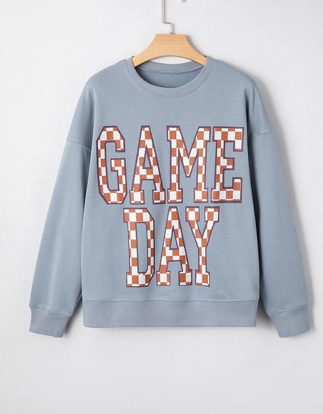 Sleet GAME DAY Checkered Letter Graphic Oversize Sweatshirt