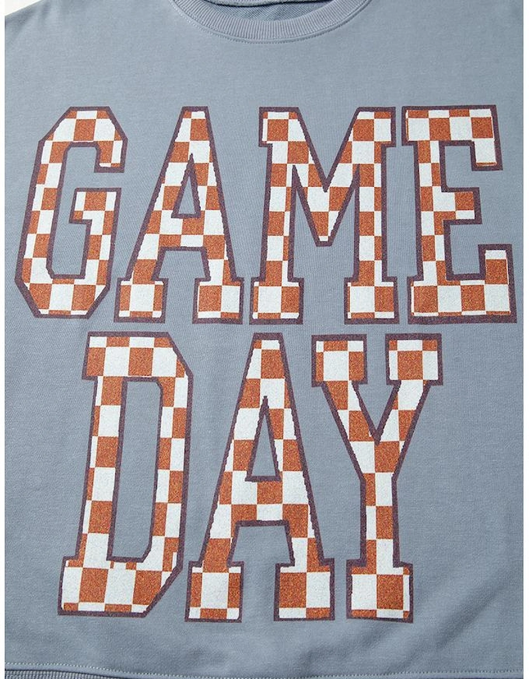 Sleet GAME DAY Checkered Letter Graphic Oversize Sweatshirt