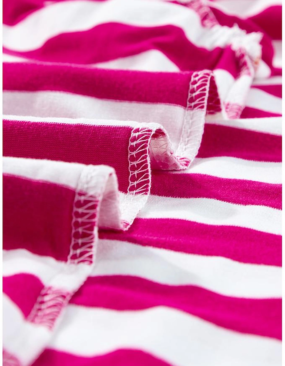 Rose Red Striped Ruffle Sleeve Crew Neck Blouse