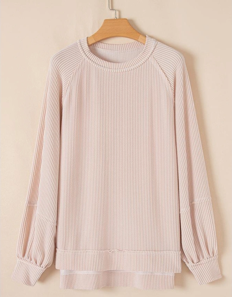 Jet Stream Corded Lantern Sleeve Top High Waist Ruffled Mini Skirt Set