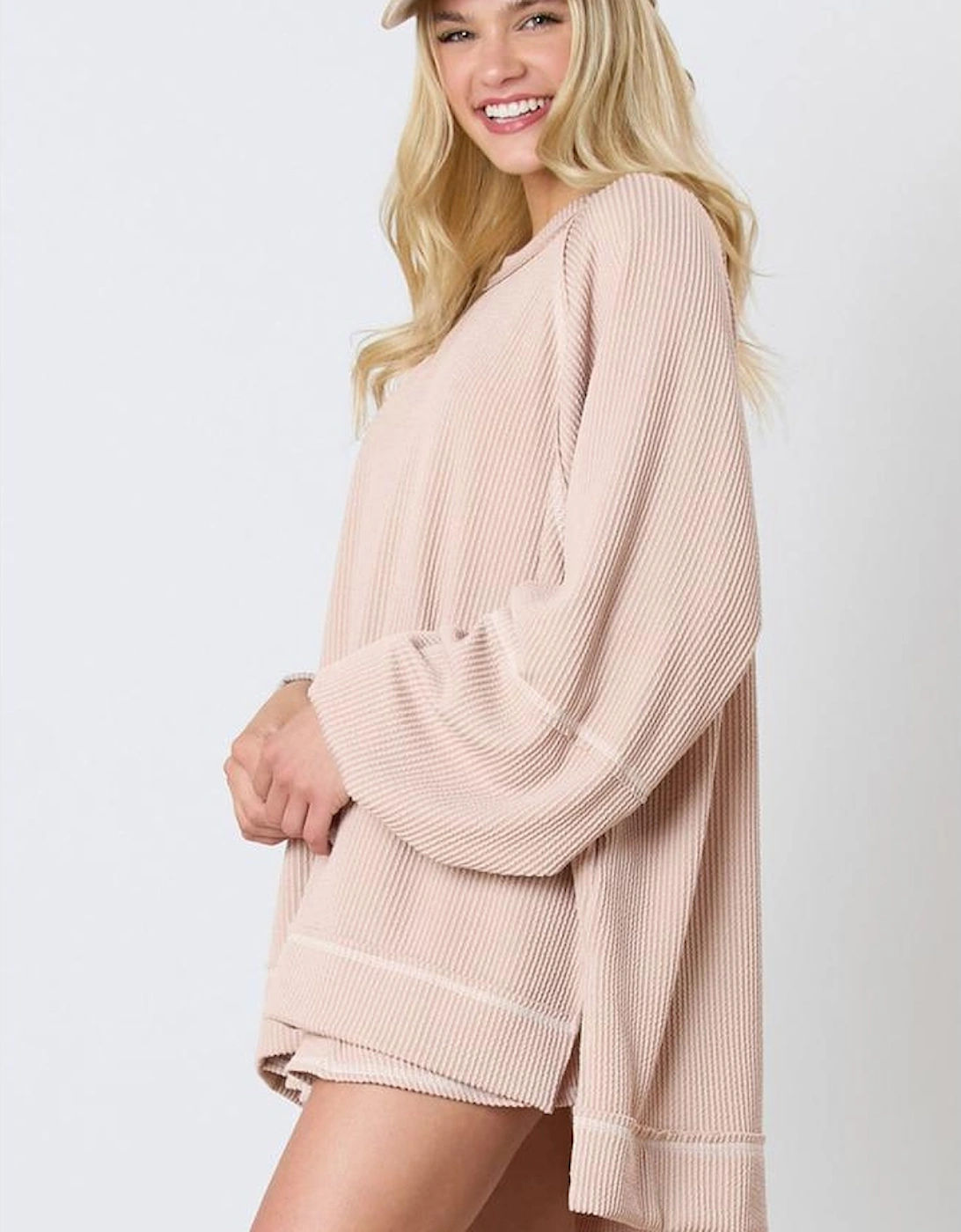 Jet Stream Corded Lantern Sleeve Top High Waist Ruffled Mini Skirt Set