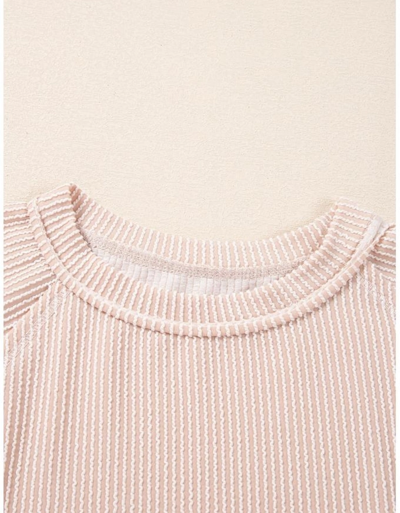 Jet Stream Corded Lantern Sleeve Top High Waist Ruffled Mini Skirt Set