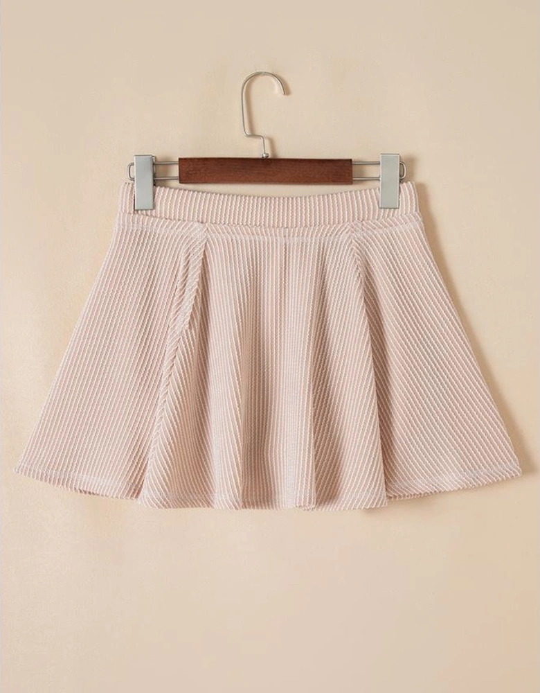 Jet Stream Corded Lantern Sleeve Top High Waist Ruffled Mini Skirt Set