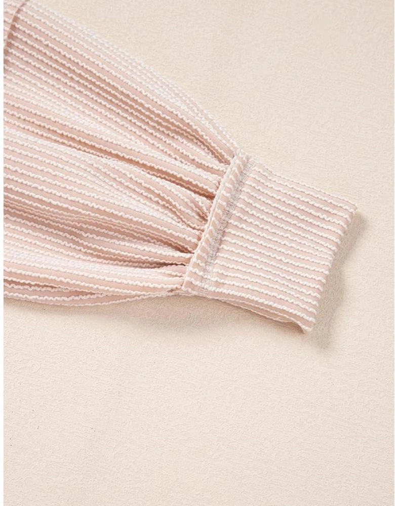 Jet Stream Corded Lantern Sleeve Top High Waist Ruffled Mini Skirt Set