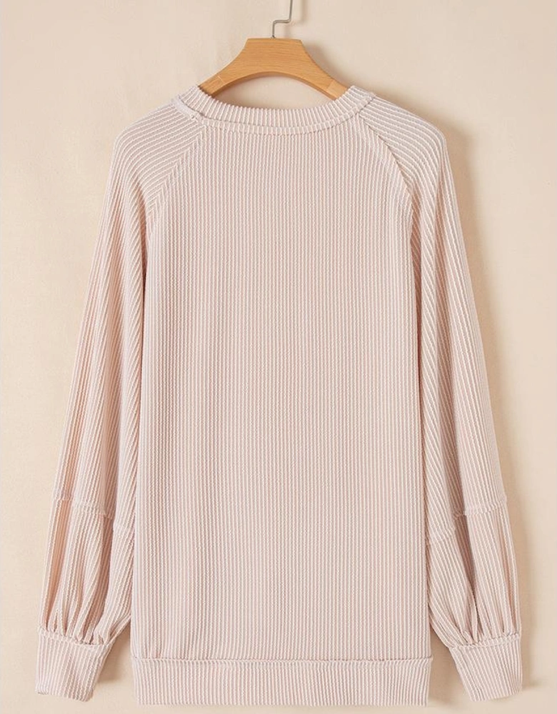 Jet Stream Corded Lantern Sleeve Top High Waist Ruffled Mini Skirt Set