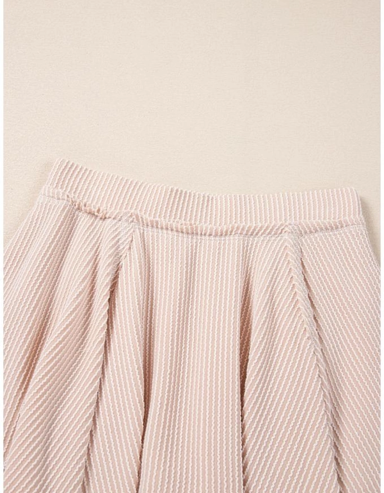 Jet Stream Corded Lantern Sleeve Top High Waist Ruffled Mini Skirt Set