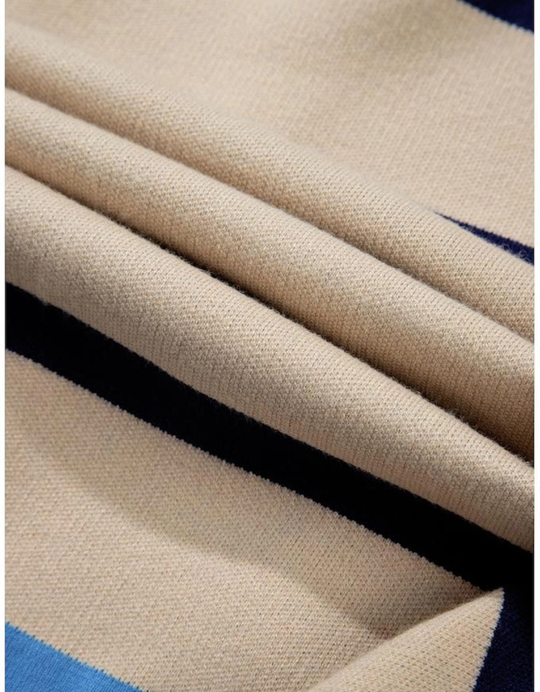 White Colorblock Drop Shoulder Buttoned Loose Cardigan