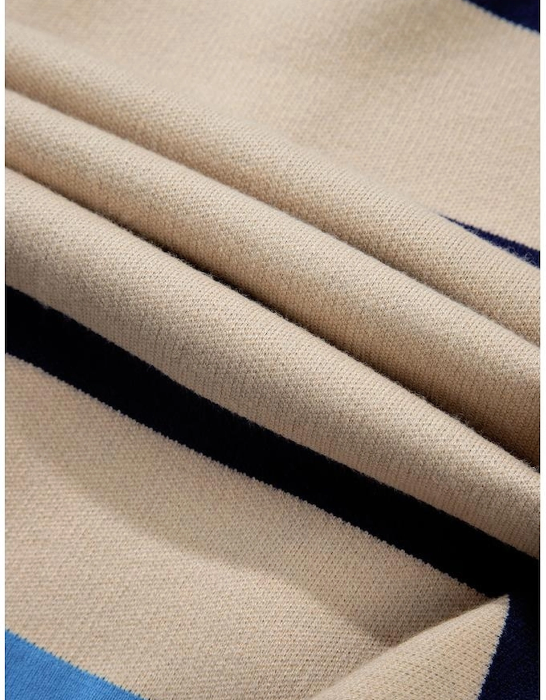 White Colorblock Drop Shoulder Buttoned Loose Cardigan